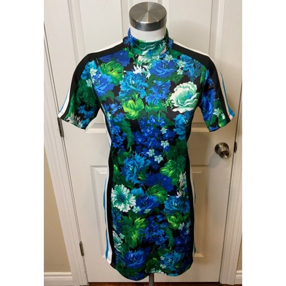 PAM & GELA Blue Green Floral Pattern Striped Panels Dress, Size S, NWT! - Picture 1 of 5